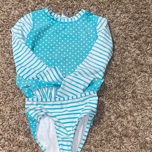Ruffle Butts Aqua and White Ruffle Swimsuit